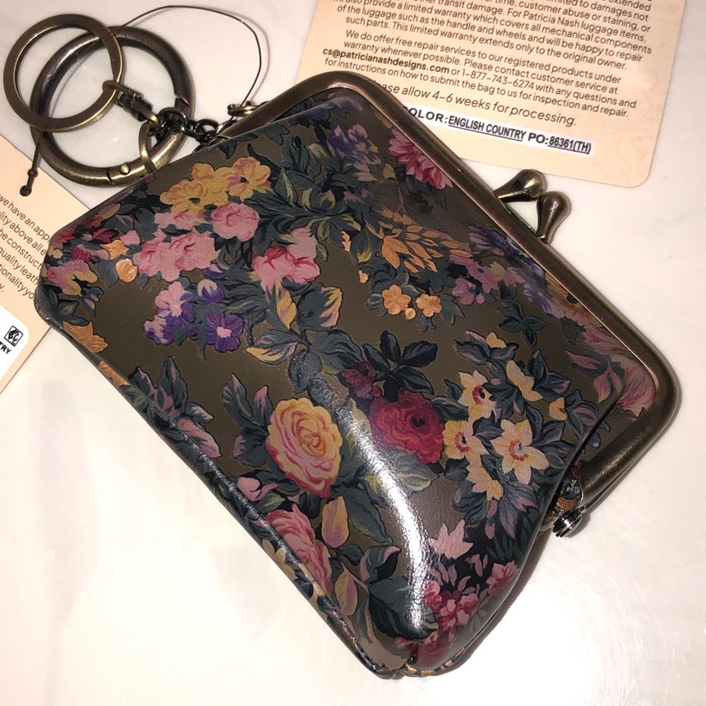 Patricia Nash Borse Leather Coin Purse English Country Print NWT & Card - Picture 13 of 16